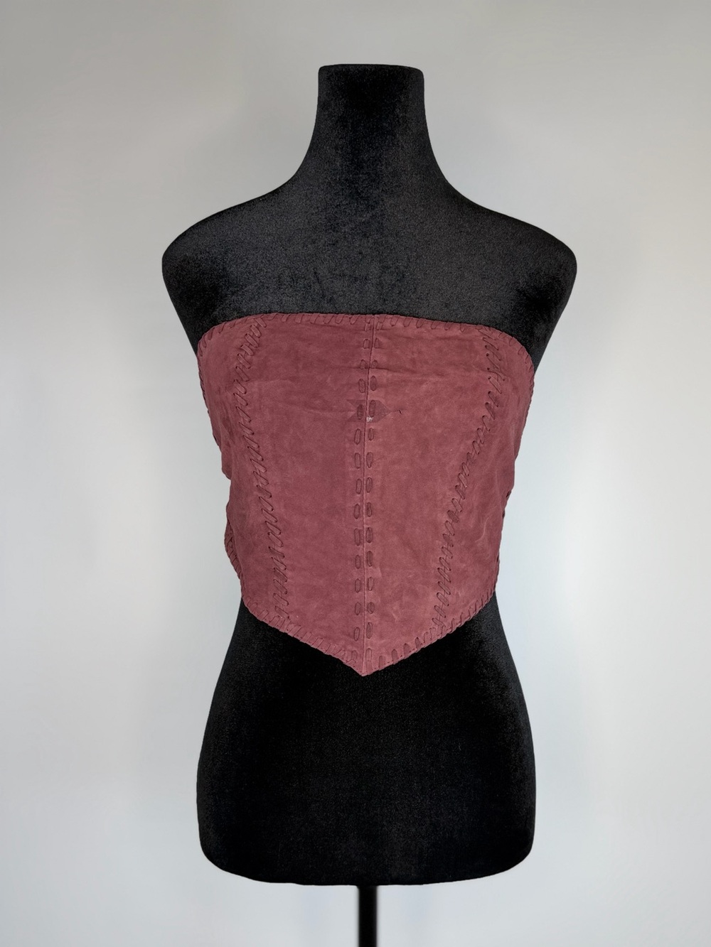 Understated Leather Hankerchif Whipstitch Top - Picture 5 of 8